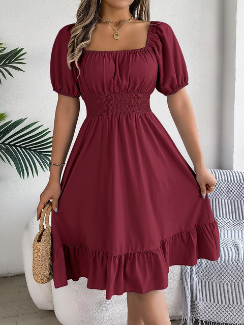 Riley™ - Chic Short Sleeve V-Neck Linen Dress