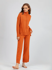 Scarlett™ - Chic High-Neck Knit Sweater & Loose Pants Set