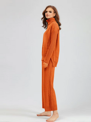 Scarlett™ - Chic High-Neck Knit Sweater & Loose Pants Set