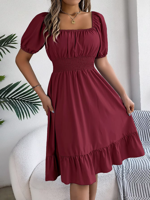 Riley™ - Chic Short Sleeve V-Neck Linen Dress