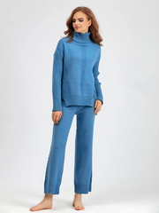 Scarlett™ - Chic High-Neck Knit Sweater & Loose Pants Set