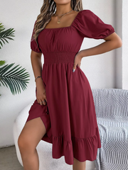 Riley™ - Chic Short Sleeve V-Neck Linen Dress