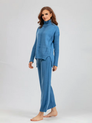 Scarlett™ - Chic High-Neck Knit Sweater & Loose Pants Set