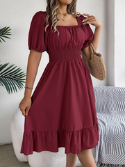 Riley™ - Chic Short Sleeve V-Neck Linen Dress