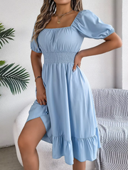 Riley™ - Chic Short Sleeve V-Neck Linen Dress