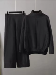 Scarlett™ - Chic High-Neck Knit Sweater & Loose Pants Set
