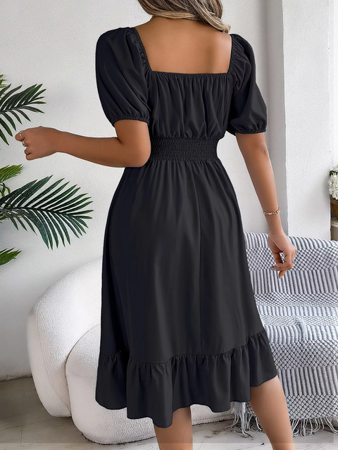 Riley™ - Chic Short Sleeve V-Neck Linen Dress