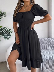 Riley™ - Chic Short Sleeve V-Neck Linen Dress