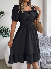 Riley™ - Chic Short Sleeve V-Neck Linen Dress
