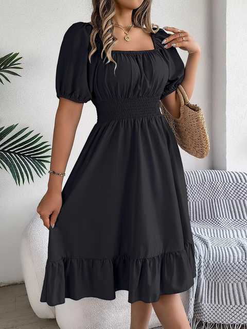 Riley™ - Chic Short Sleeve V-Neck Linen Dress