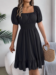 Riley™ - Chic Short Sleeve V-Neck Linen Dress