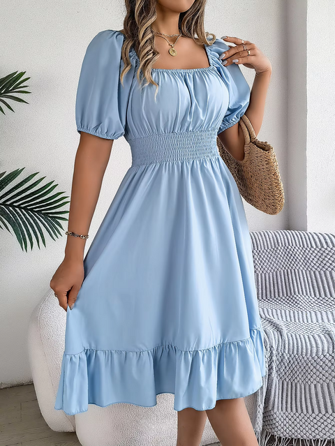 Riley™ - Chic Short Sleeve V-Neck Linen Dress