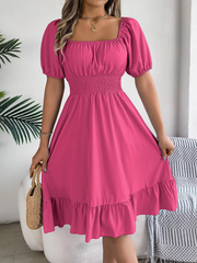 Riley™ - Chic Short Sleeve V-Neck Linen Dress