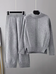 Scarlett™ - Chic High-Neck Knit Sweater & Loose Pants Set