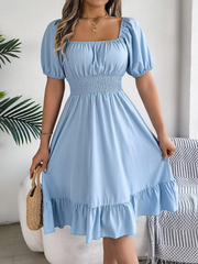 Riley™ - Chic Short Sleeve V-Neck Linen Dress