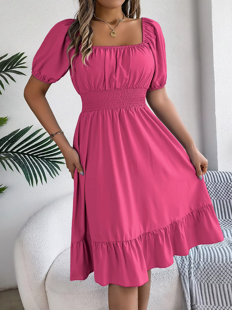 Riley™ - Chic Short Sleeve V-Neck Linen Dress