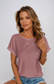 Sarah™ | Chic Eyelet Blouse