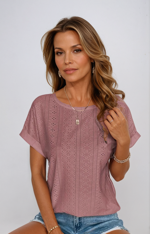 Sarah™ | Chic Eyelet Blouse