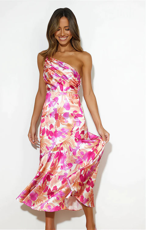 Laila | Floral Satin Dress