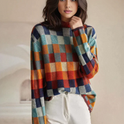 Katherine – Chic Wool Knit Plaid Turtleneck Sweater