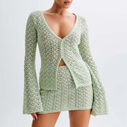 Aria™ - Chic Knit Hollow Out Two-Piece Set
