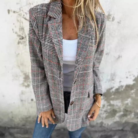 Amelia™ - Lapel Casual Check Blazer