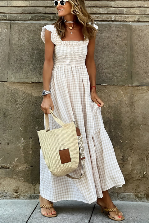 Sophie™ - Chic Plaid Maxi Dress