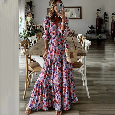 Crizza™ – Bohemian Floral Tiered Maxi Dress
