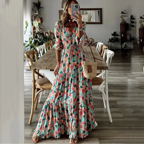 Crizza™ – Bohemian Floral Tiered Maxi Dress
