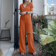 Charlotte™ - Chic Short Sleeve Top & Flowing Wide Leg Pants Set